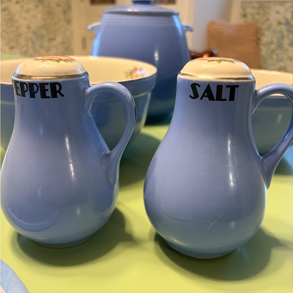 Hall Rose Parade Cornflower Blue vintage salt & pepper shakers